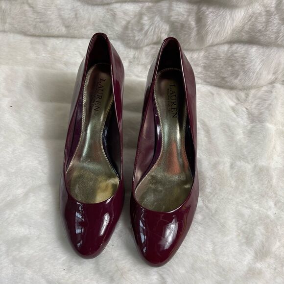 Lauren Ralph Lauren Hala patent leather Burgundy heels size 9.5B - Picture 2 of 10